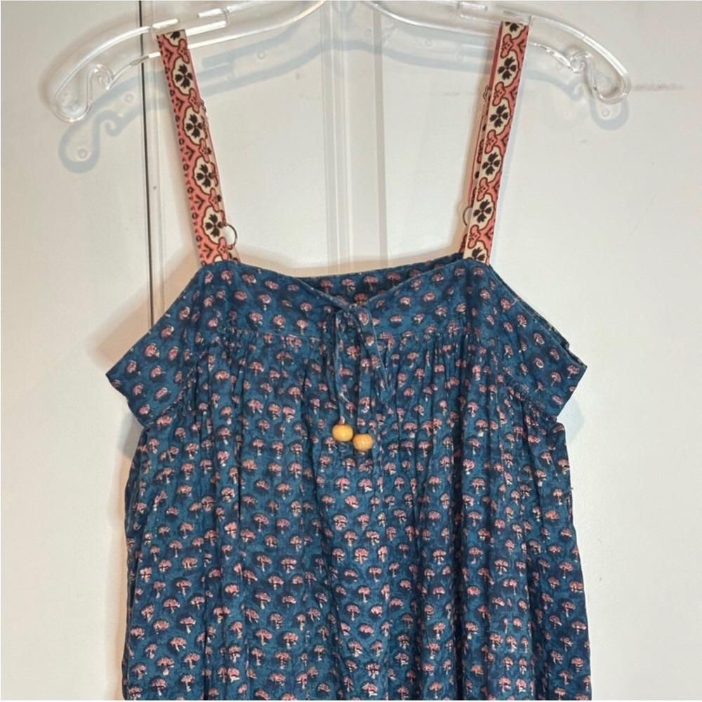 NATURAL LIFE Teal Floral Midi Dress with Pink Trim Straps - Picture 2 of 7